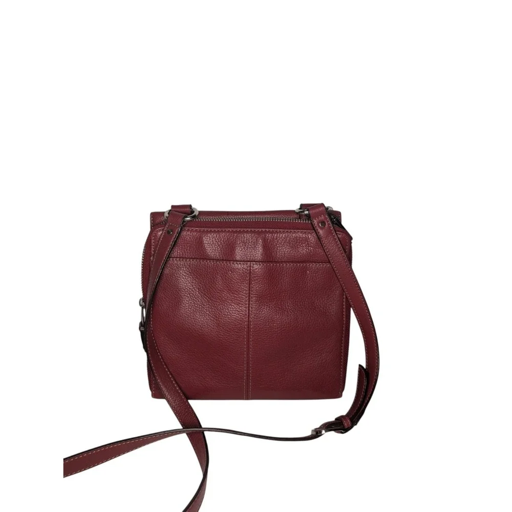Tignanello Red Pebbled Leather Crossbody Flap Bag‎ Silver Hardware Custom Lining